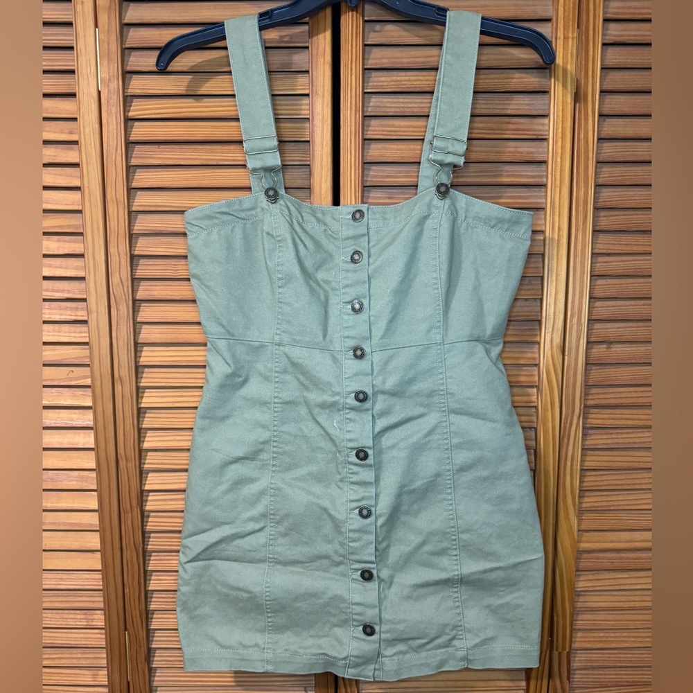 Army Green Denim Mini Dress